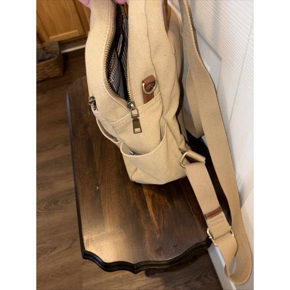 Antik Kraft Willa Canvas Backpack Tan 14" X 12" Multi Pockets - Picture 6 of 9
